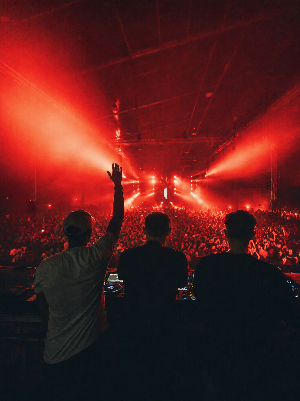 LHR playing to a packed warehouse under red lights